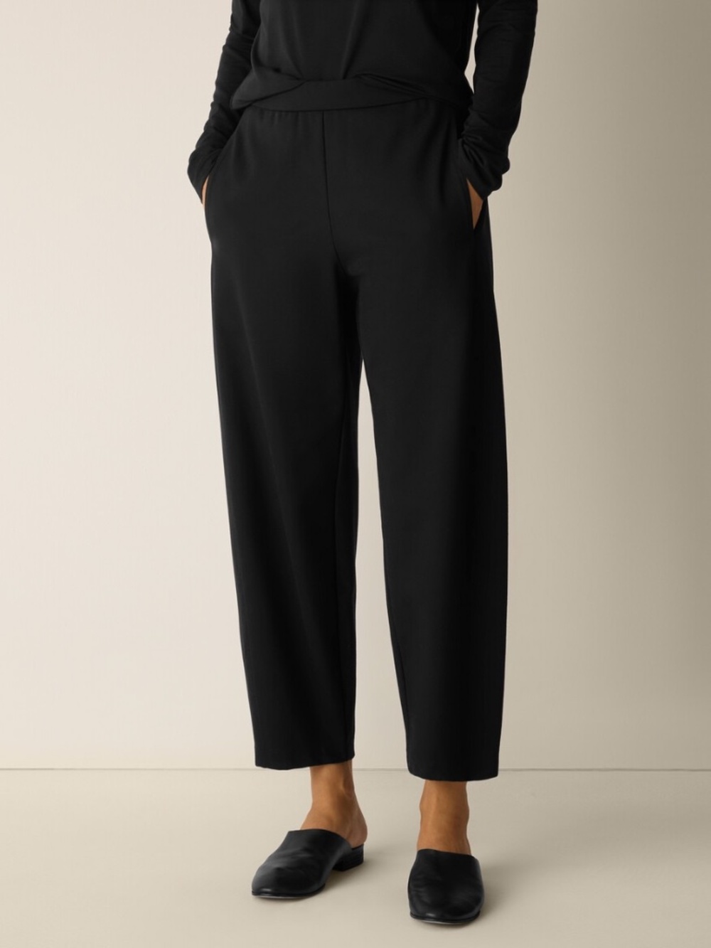 Eileen Fisher Washable Flex Ponte Lantern Pant in Black